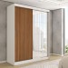 Guarda-Roupa Solteiro Vulcan 2 Portas 4 Gavetas com Espelho 100% Mdf Branco/Amêndola - Panorama Móveis