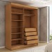 Guarda-Roupa Solteiro Vulcan 2 Portas 4 Gavetas com Espelho 100% Mdf Cinamomo/Off White - Panorama Móveis