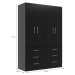 Guarda-Roupa Solteiro áquila 4 Portas 6 Gavetas Black - Pnr Móveis