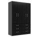 Guarda-Roupa Solteiro áquila 4 Portas 6 Gavetas Black - Pnr Móveis