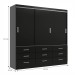Guarda-Roupa Casal Honduras 3 Portas 9 Gavetas Black - Pnr Móveis