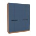 Guarda-Roupa Casal Lisboa 4 Portas 4 Gavetas Freijó/Azul - Politorno