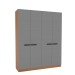 Guarda-Roupa Casal Lisboa 4 Portas 4 Gavetas Freijó/Cinza - Politorno