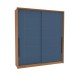 Guarda-Roupa Casal Lisboa 2 Portas 2 Gavetas Freijó/Azul - Politorno