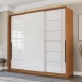 Guarda-Roupa Casal Lisboa 3 Portas 4 Gavetas Freijó/Branco - Politorno