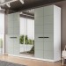 Guarda-Roupa Casal Lisboa 6 Portas 4 Gavetas com Espelho Branco/Verde - Politorno