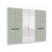 Guarda-Roupa Casal Lisboa 6 Portas 4 Gavetas com Espelho Branco/Verde - Politorno