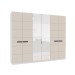 Guarda-Roupa Casal Lisboa 6 Portas 4 Gavetas com Espelho Branco/Creme - Politorno
