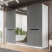 Guarda-Roupa Casal Lisboa 6 Portas 4 Gavetas com Espelho Branco/Cinza - Politorno