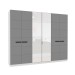 Guarda-Roupa Casal Lisboa 6 Portas 4 Gavetas com Espelho Branco/Cinza - Politorno