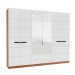 Guarda-Roupa Casal Lisboa 6 Portas 4 Gavetas com Espelho Freijó/Branco - Politorno