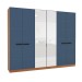 Guarda-Roupa Casal Lisboa 6 Portas 4 Gavetas com Espelho Freijó/Azul - Politorno