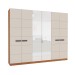 Guarda-Roupa Casal Lisboa 6 Portas 4 Gavetas com Espelho Freijó/Creme - Politorno