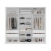 Guarda-Roupa Casal Lisboa 3 Portas 4 Gavetas com Espelho Branco/Cinza - Politorno