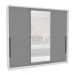 Guarda-Roupa Casal Lisboa 3 Portas 4 Gavetas com Espelho Branco/Cinza - Politorno