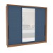 Guarda-Roupa Casal Lisboa 3 Portas 4 Gavetas com Espelho Freijó/Azul - Politorno