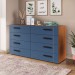 Cômoda Lisboa 8 Gavetas Freijó/Azul - Politorno