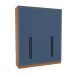 Guarda-Roupa Casal Valência 4 Portas 4 Gavetas Freijó/Azul - Politorno
