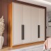 Guarda-Roupa Casal Valência 4 Portas 4 Gavetas Freijó/Creme - Politorno