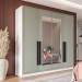 Guarda-Roupa Casal Valência 4 Portas 4 Gavetas com Espelho Branco/Verde - Politorno