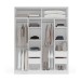 Guarda-Roupa Casal Valência 4 Portas 4 Gavetas com Espelho Branco/Creme - Politorno