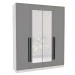 Guarda-Roupa Casal Valência 4 Portas 4 Gavetas com Espelho Branco/Cinza - Politorno