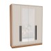 Guarda-Roupa Casal Valência 4 Portas 4 Gavetas com Espelho Freijó/Creme - Politorno