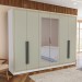 Guarda-Roupa Valência 6 Portas 4 Gavetas com Espelho Branco/Verde - Politorno