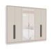 Guarda-Roupa Valência 6 Portas 4 Gavetas com Espelho Branco/Creme - Politorno