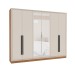 Guarda-Roupa Valência 6 Portas 4 Gavetas com Espelho Freijó/Creme - Politorno