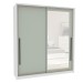Guarda-Roupa Casal Valência 2 Portas 2 Gavetas com Espelho Branco/Verde - Politorno