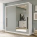 Guarda-Roupa Casal Valência 2 Portas 2 Gavetas com Espelho Branco/Verde - Politorno