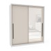 Guarda-Roupa Casal Valência 2 Portas 2 Gavetas com Espelho Branco/Creme - Politorno