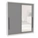 Guarda-Roupa Casal Valência 2 Portas 2 Gavetas com Espelho Branco/Cinza - Politorno