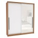 Guarda-Roupa Casal Valência 2 Portas 2 Gavetas com Espelho Freijó/Branco - Politorno