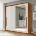 Guarda-Roupa Casal Valência 2 Portas 2 Gavetas com Espelho Freijó/Branco - Politorno