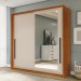 Guarda-Roupa Casal Valência 2 Portas 2 Gavetas com Espelho Freijó/Creme - Politorno