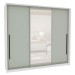 Guarda-Roupa Casal Valência 3 Portas 4 Gavetas com Espelho Branco/Verde - Politorno