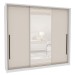 Guarda-Roupa Casal Valência 3 Portas 4 Gavetas com Espelho Branco/Creme - Politorno