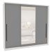 Guarda-Roupa Casal Valência 3 Portas 4 Gavetas com Espelho Branco/Cinza - Politorno