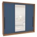 Guarda-Roupa Casal Valência 3 Portas 4 Gavetas com Espelho Freijó/Azul - Politorno