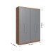 Guarda-Roupa Solteiro Oxford 4 Portas 2 Gavetas Freijó/Cinza - Irm Móveis