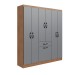 Guarda-Roupa Solteiro Laguna 7 Portas 1 Gaveta Freijo/Cinza - Irm Móveis