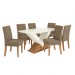 Mesa de Jantar 6 Lugares Camélia com Vidro Canela/Off White/Capuccino - Kappesberg Jantar