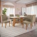 Mesa de Jantar 6 Lugares Fiorella com Vidro Canela/Off White/Bege - Kappesberg Jantar