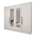 Guarda-Roupa Solteiro Adam 4 Portas 2 Gavetas com Espelho Branco  - Panorama Móveis