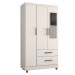 Guarda-Roupa Solteiro Florença Plus 3 Portas 2 Gavetas com Espelho Branco Brilho - Panorama Móveis