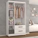 Guarda-Roupa Solteiro Florença Plus 3 Portas 2 Gavetas com Espelho Branco Brilho - Panorama Móveis