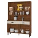 Armário de Cozinha com Balcão Star 8 Portas 2 Gavetas com Vidro Nogueira/Off White - Pnr Móveis