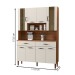 Armário de Cozinha com Balcão Star 8 Portas 2 Gavetas com Vidro Nogueira/Off White - Pnr Móveis